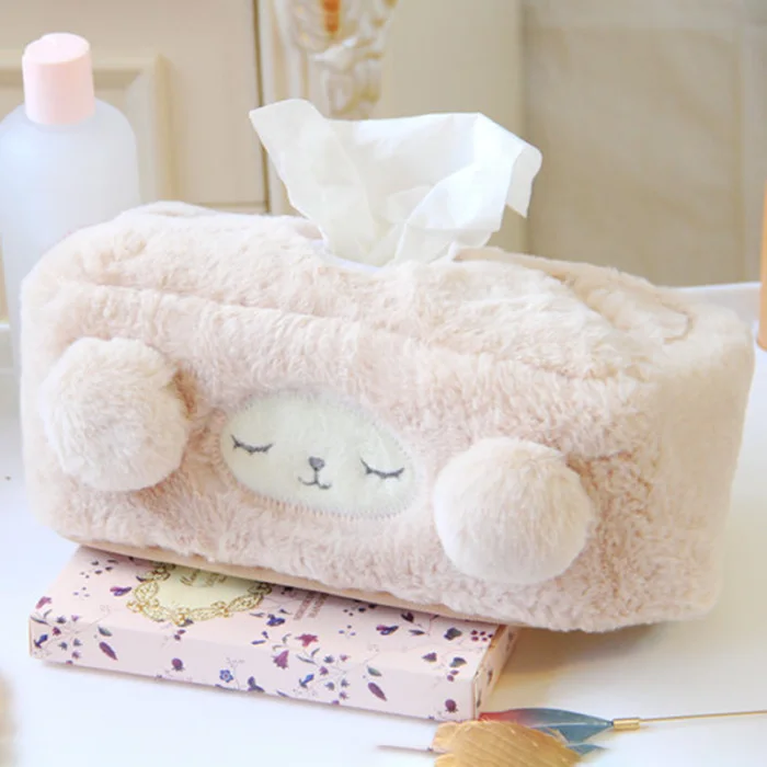 Plush Cartoon Sheep Tissue Box Cover Car Livingroom Bedroom Stuffed Tissue Box Holder MYDING
