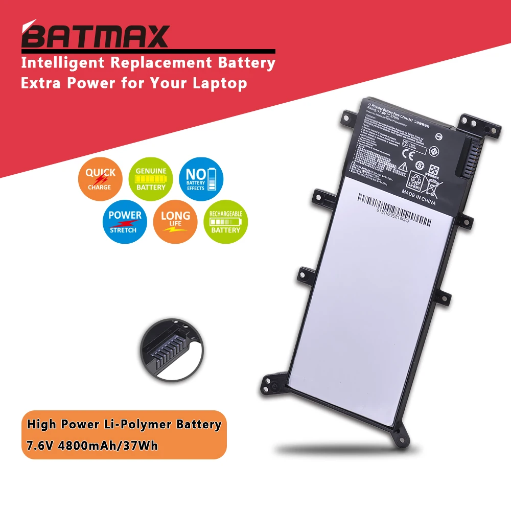 Аккумулятор Batmax C21N1347 X555 37Wh для ноутбука ASUS X555L X555LD F555UA F555UB Y583LD F555UJ F555UF K555L 2ICP4/63/134 |