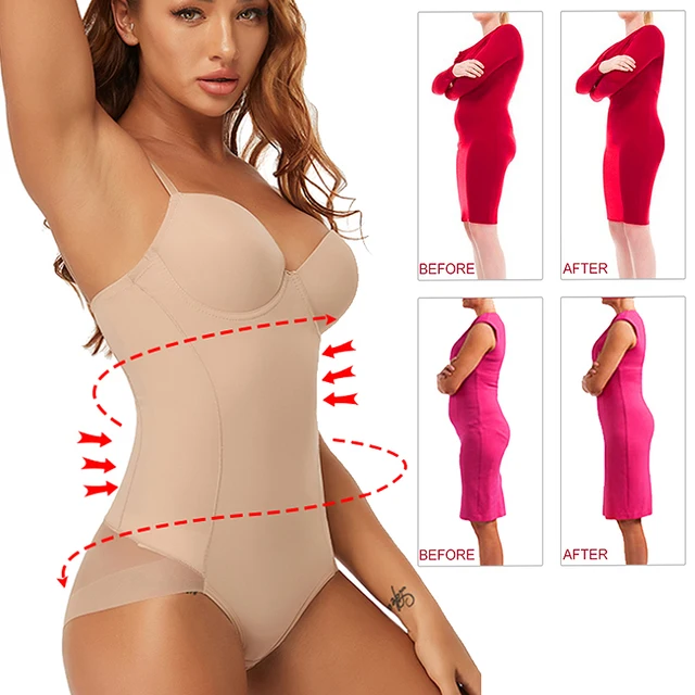 Women Slimming Bodysuits One-piece Shapewear Tops Tummy Control Body Shaper Seamless Camisole Jumpsuit with Built-in Bra 3