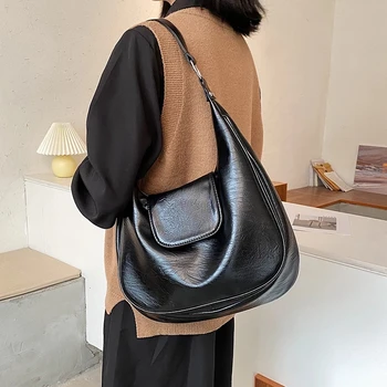 

Ins Retro Shoulder Bags For Women PU Leather Women Handbags Large Capacity Shopping Bag Casual Underarm Bag Lady Handbags New