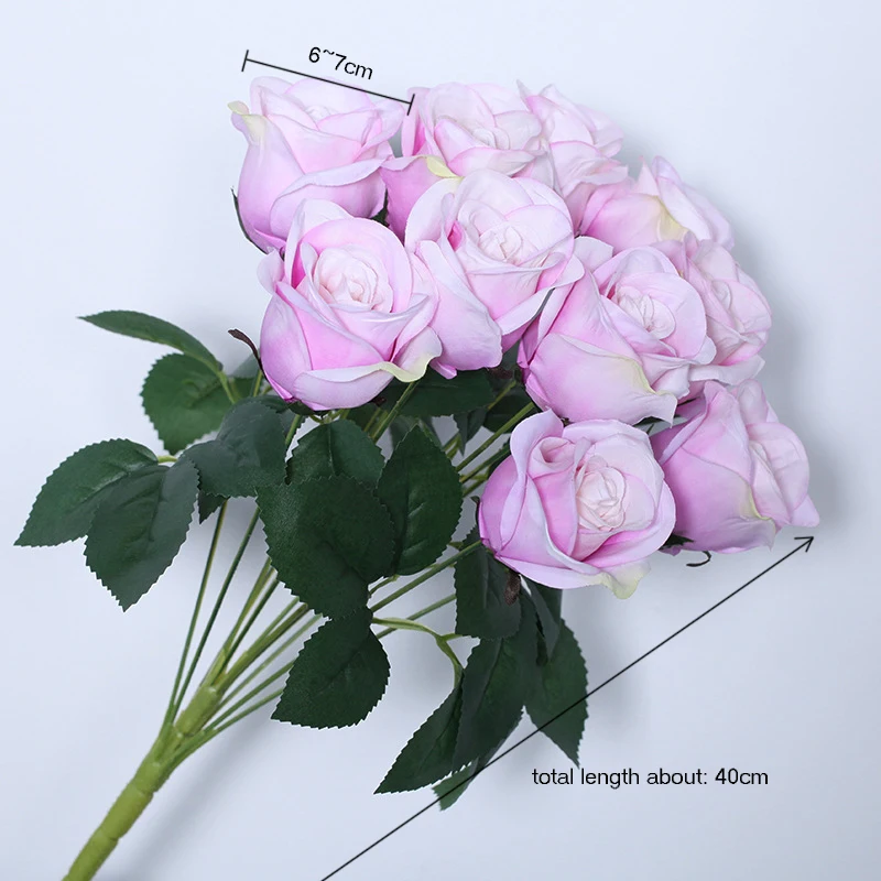 JAROWN 12 Heads Silk Roses Bride Holding Flowers Royal Blue Fake Rose Flowers Home Wedding Arch Table Decor Artificial Flower 7)