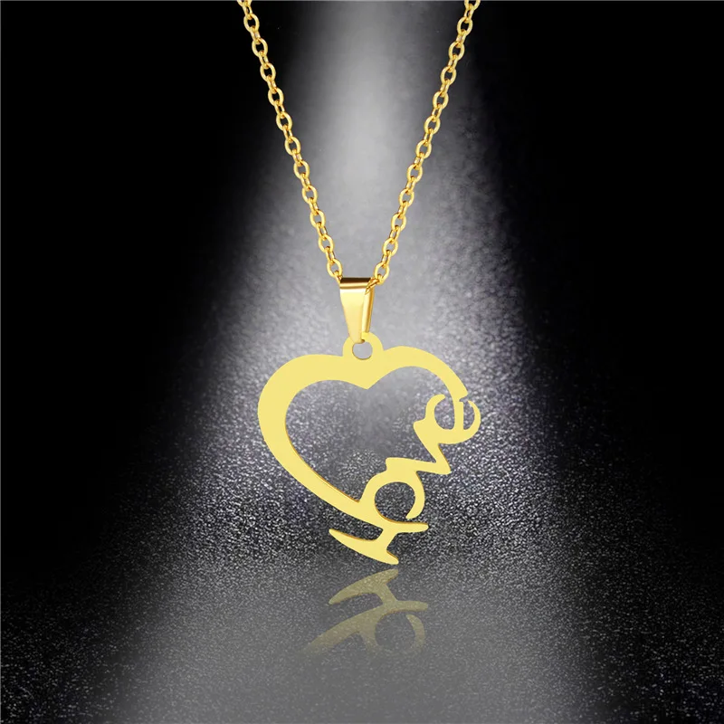 Fashion Tiny Love Heart Dainty Initial Necklace Stainless Steel Gold Color Letter Love Choker Necklace for Women Jewelry Gift