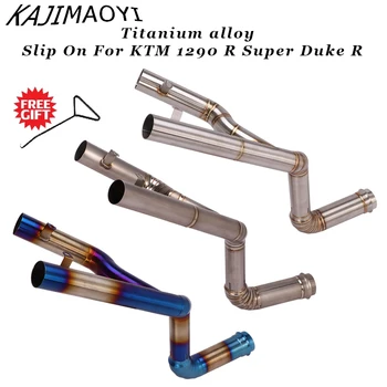 

Slip On For 2014-2016 KTM 1290 Super Duke R Titanium Alloy Double exit Mid Pipe Delete Original Catalyst Motorcycle Exhaust Pipe