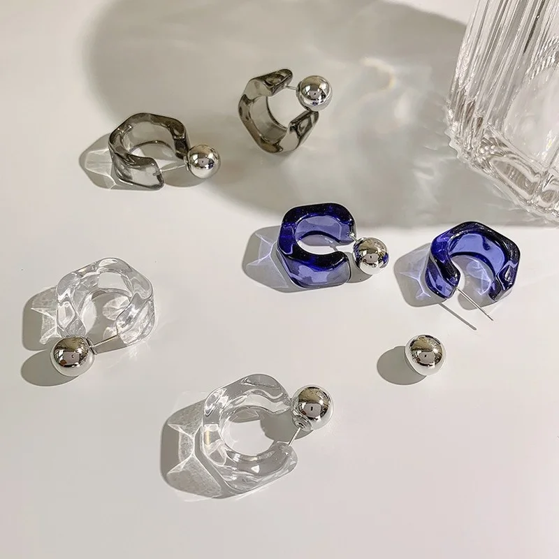 VSnow минималистичные прозрачные геометрические акриловые серьги-кольца для