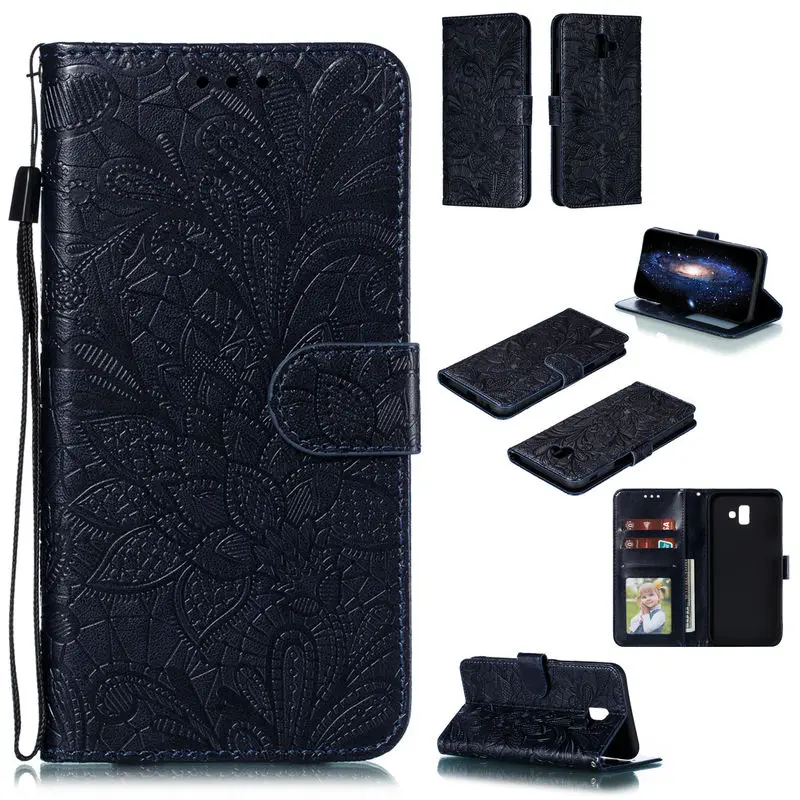 

Flip Case For SamSuang Galaxy J6 Plus Leather Wallet Card Slot Stand Anti-fall Back Cover For SamSuang J 6 Plus Silicone Cover