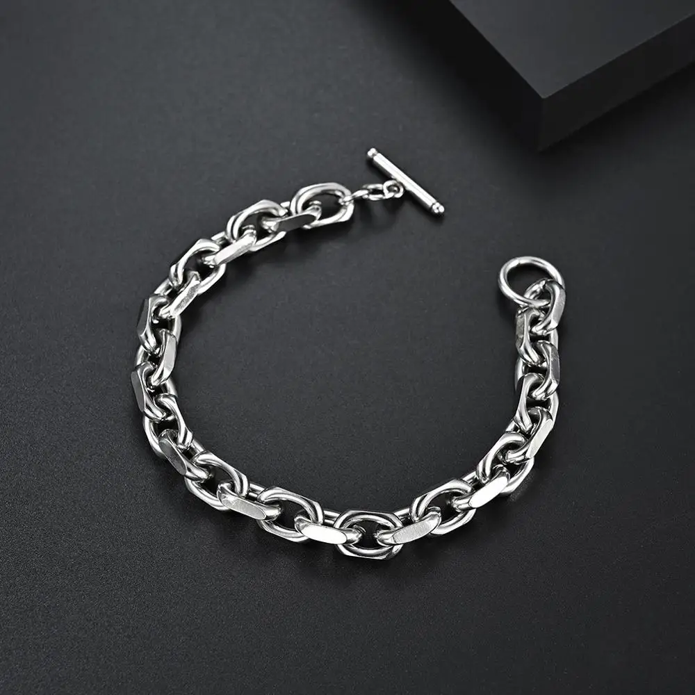 INSCHIC Simple Wholesale Price Thick Chain Domineering Man Bracelets Stainless Steel Valentines Day Original Gifts For Boyfriend | Украшения
