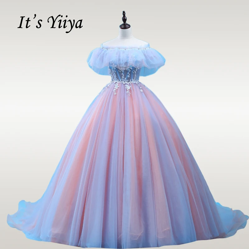 Это Yiya свадебное платье с оборками бисером кристалл плюс размер свадебные бальные платья с плеча поезд красочный халат De Mariee CH175 - Цвет: as picture
