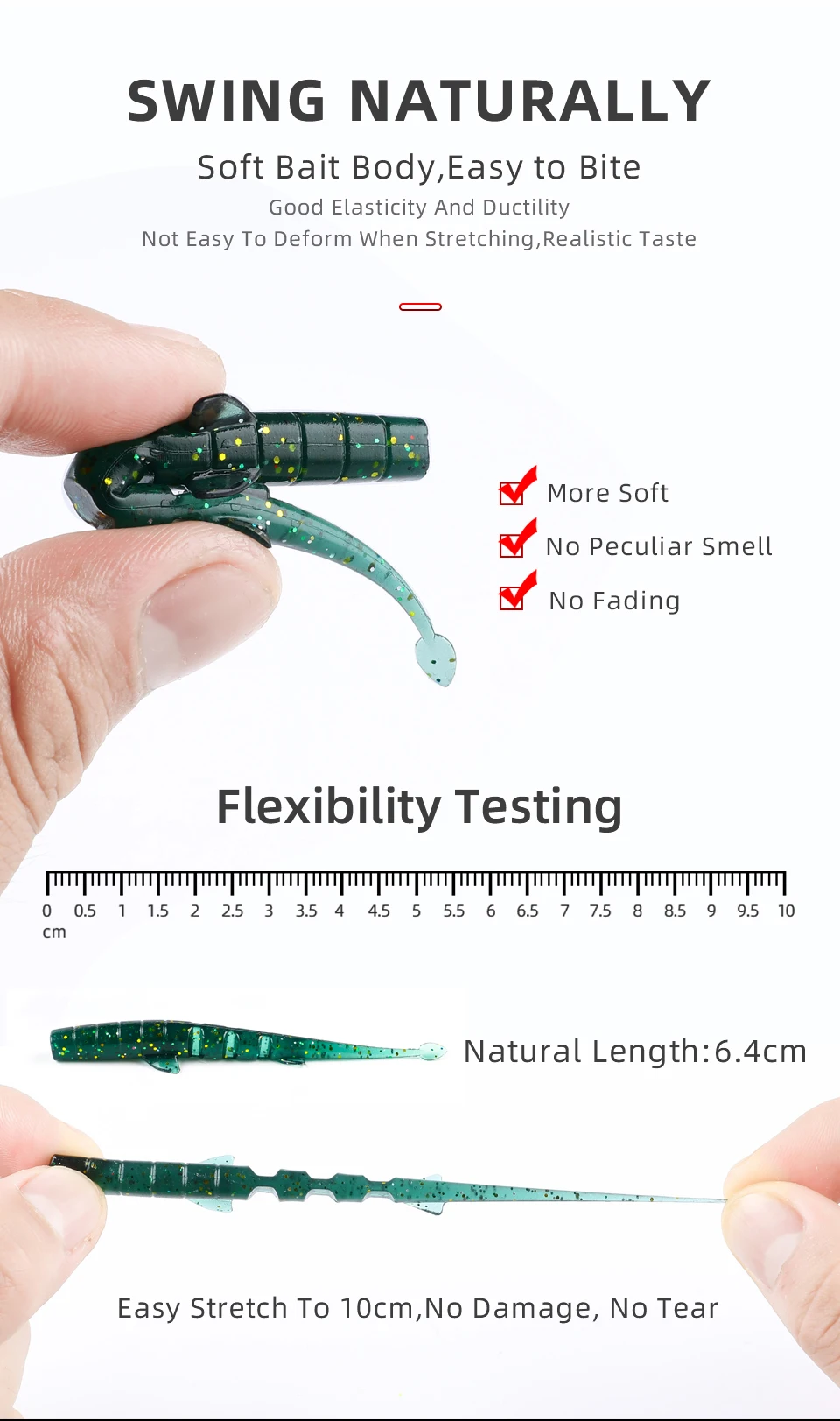Description Picture 5 of itemBEARKING UNAGI Fishing Artificial Lures Baits Worm Bass Pike Minnow Swimbait Jigging Plastic Silicone Slug Soft Lures 64mm 88mm