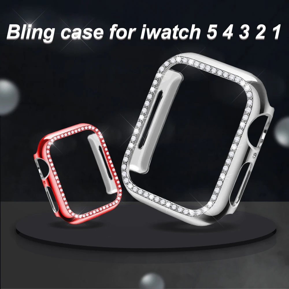 Шикарный бампер для Apple watch чехол 4 5 44 мм 40 42 38 Алмазный защитный iWatch 3 2 1