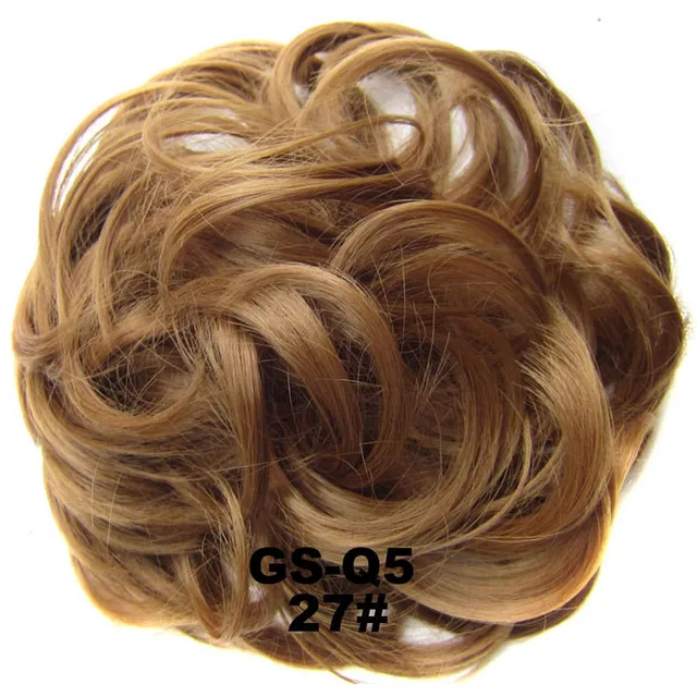 Jeedou Messy Chignon Donut Hair Bun Pad Elastic Hair Rope Rubber Band Synthetic Hairpiece Gary Brown Color 27