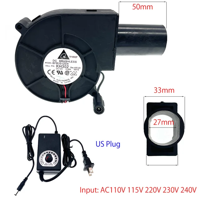 Bbq Ventilátor Delta Bfb1012Eh Pwm Blower 9733 97X97X33Mm 12 V 2,94A Nagy Légáram 110 220 Ac -Hajtású Változó Sebességvezérlő