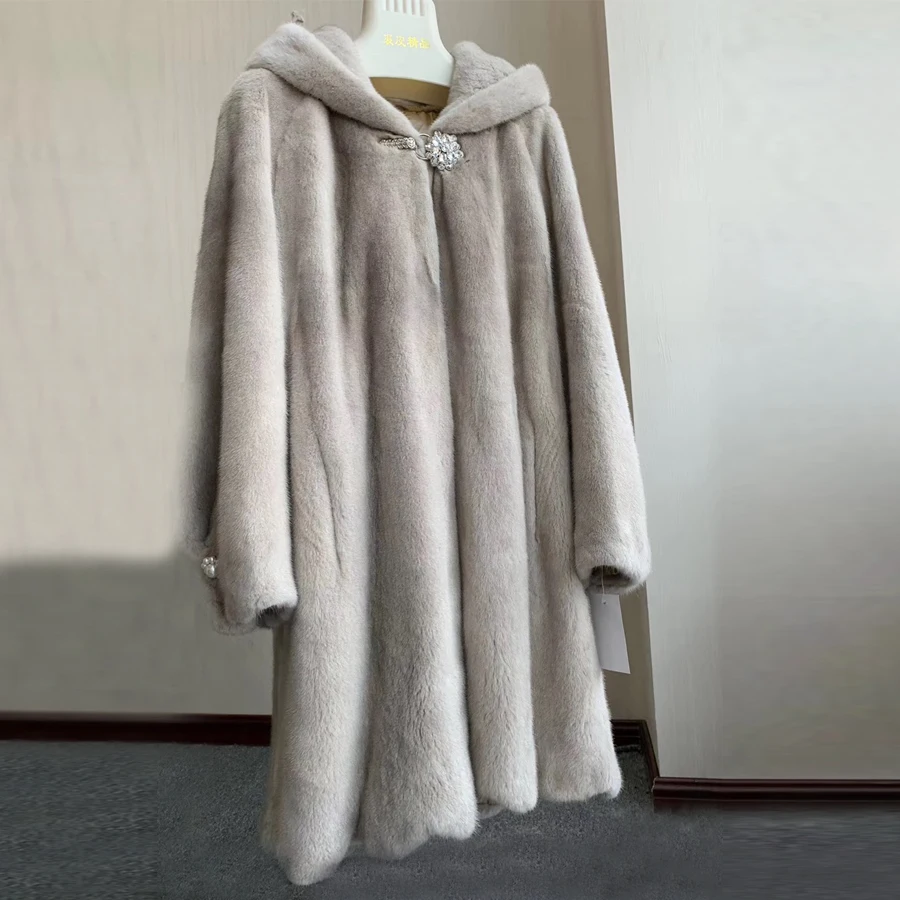 

Full Pelt Mink Fur Coats For Women Fashion 2019 Luxurious Imported Mink Fur Coats with hood natural mink fur coat