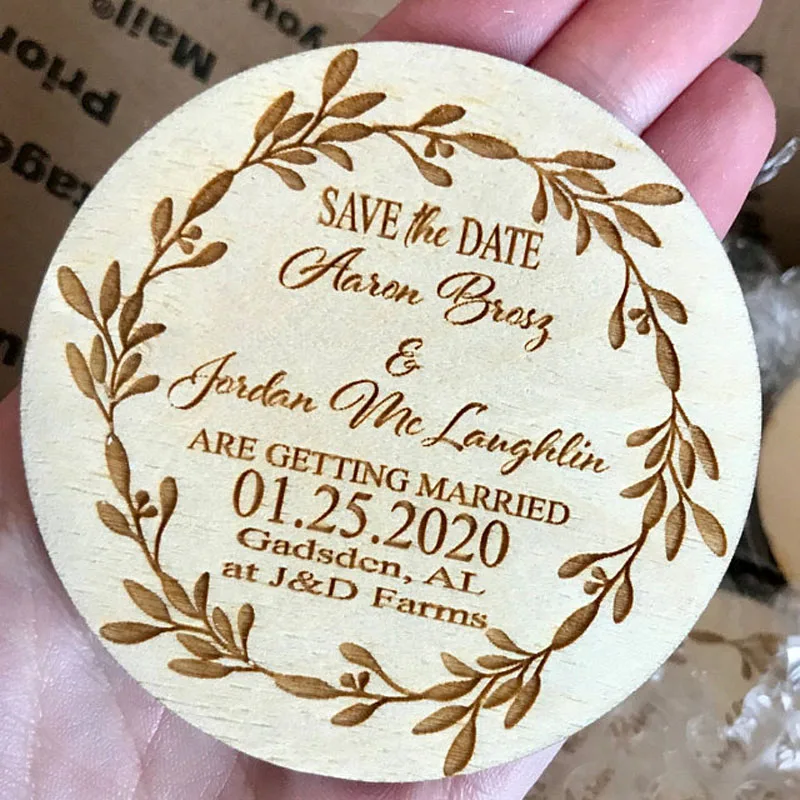  Save the Date Personalized calligraphy Save the Date Magnets Wedding Favors Engraved rustic wooden  - 4000035633753