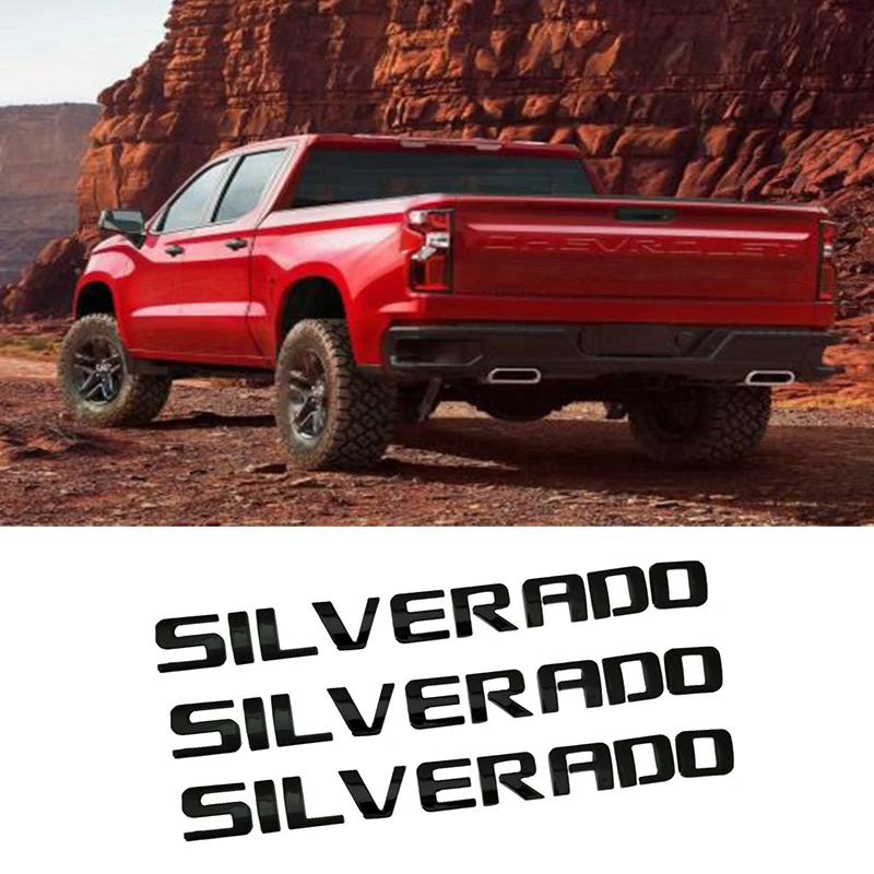 3 шт. черный SILVERADO задняя дверь значок для Chevy табличка Liftgate буквы эмблема