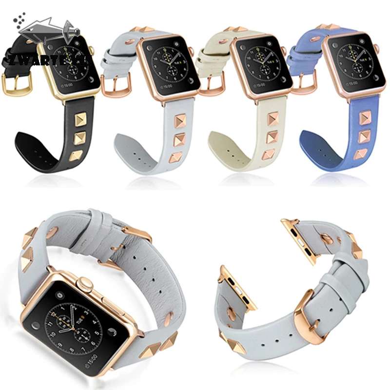 Для умных часов Apple с заклепками iwatch4, кожаный ремешок для Apple, модный кожаный ремешок 44 мм, 42 мм, 40 мм, 38 мм, часы 4, 3, 2, 1