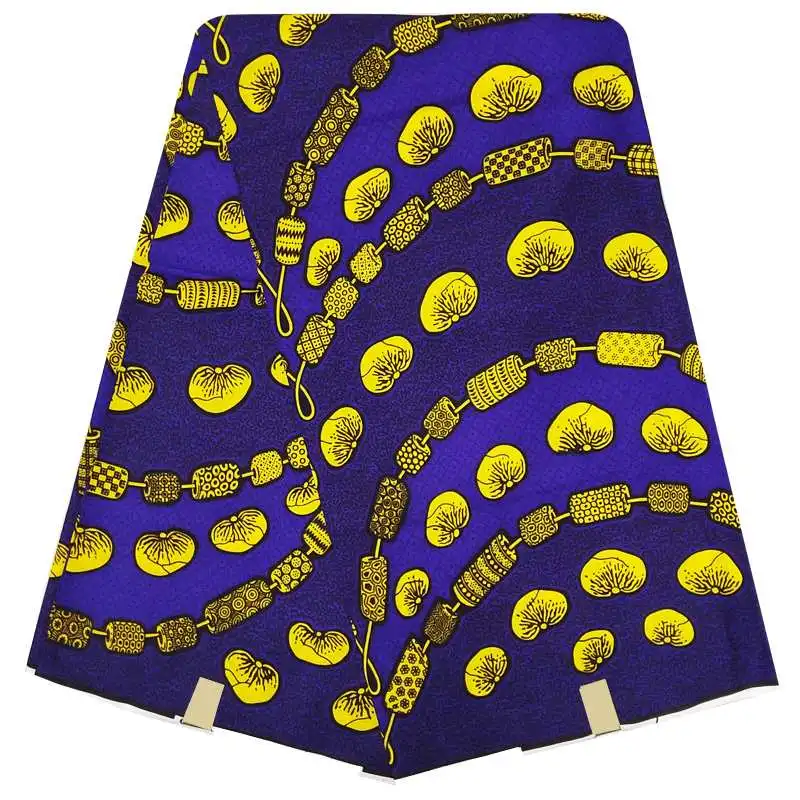 Фиолетовый золотой африканская мода Анкара Воск Ткань 6 ярдов/лот хлопок настоящий воск ткань для женщин Свадебное платье