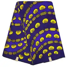 Фиолетовый золотой африканская мода Анкара Воск Ткань 6 ярдов/лот хлопок настоящий воск ткань для женщин Свадебное платье