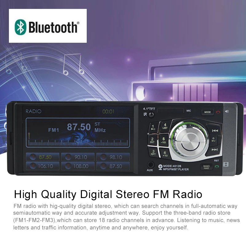 Автомагнитола LTBFM 4 1 дюйма Din 4012B аудио стерео mp3 плеер USB AUX FM Bluetooth станция камера