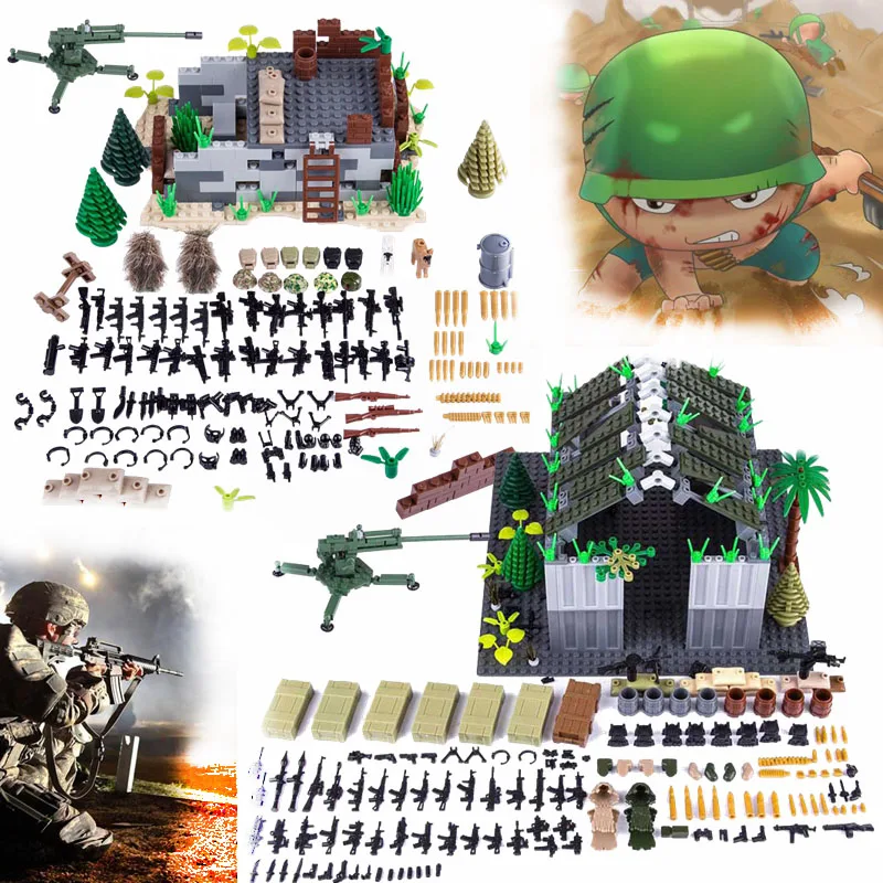 Legoing Military Ww2 German Army Soldiers Special Operations Base Weapon Gun Parts Building Blocks Toys For Children Legoing TOY
