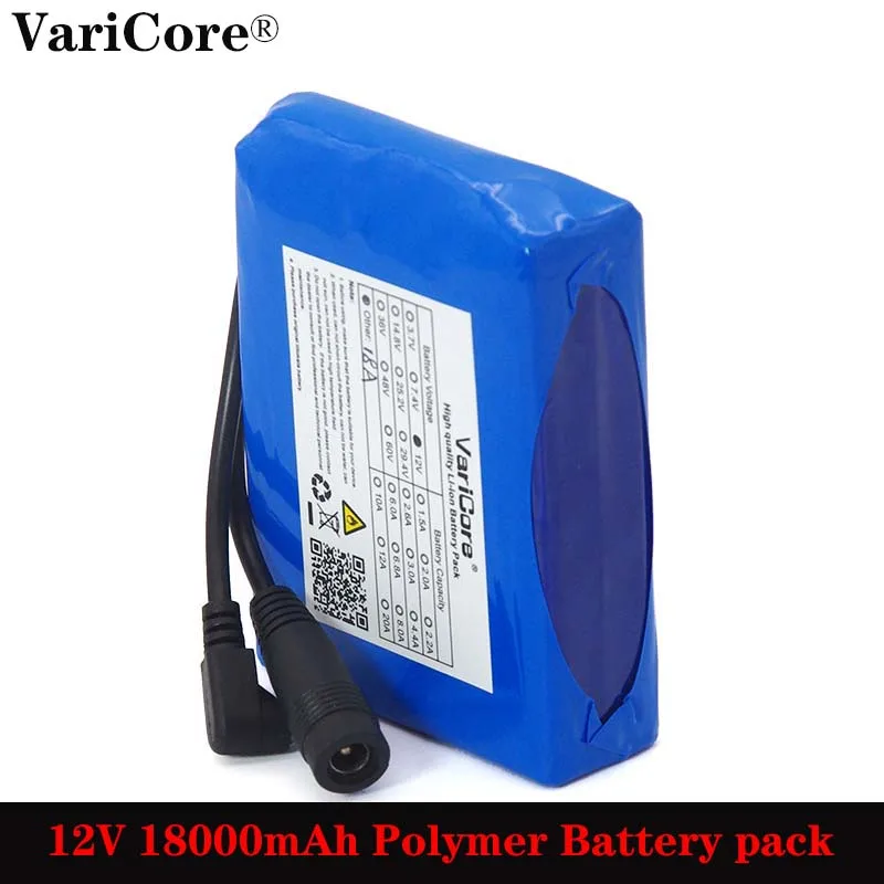 

VariCore 12.6V 18000mAh Polymer lithium battery pack 12v 18ah for LED light alarm CCTV Cam Monitor DC 5.5*2.1mm