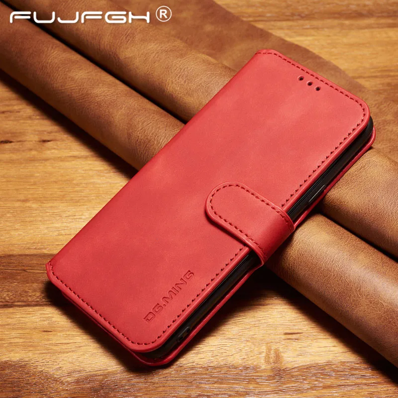 Кожаный чехол для Xiaomi Redmi Note 10, 8, 7, 5, 6, K20 Pro, чехол, Роскошный Ретро кошелек, силиконовая задняя крышка для Redmi 6 Pro, 7, 7A, 8A, чехол s - Цвет: Red