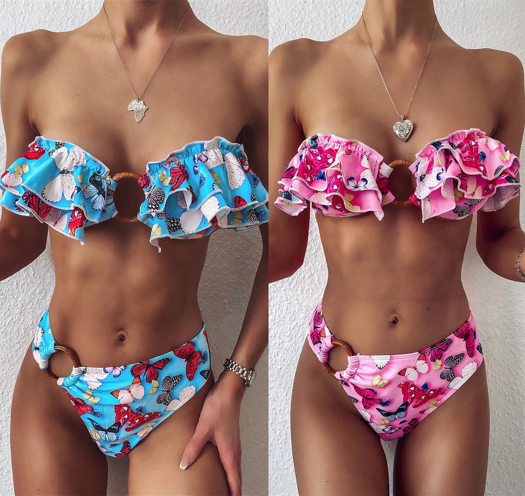 

Floral Bikini Set Women Brazilian Swimwear Low Waist Bathing Suit Summer Swimsuit Women off the shoulder Beachwear Biquini Mujer