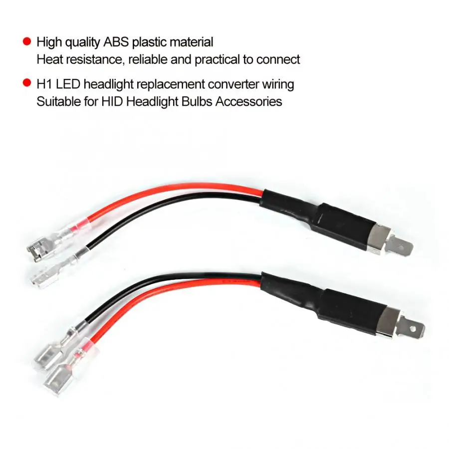 

car wires 2pcs H1 LED Single Conversion Wiring Connector Cable Holder Adapter for HID Headlight Bulbs Wire Light Inverter
