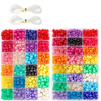 

Pony Beads, 1,900 Pcs 9mm Pony Beads Set in 24 Colors with Elastic String for Bracelet Jewelry Making