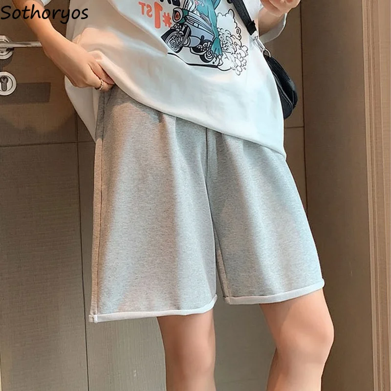 

Sleep Bottoms Women Solid Crimping Half Trousers Summer All-match Running Baggy Leisure Shorts Ulzzang Unisex Jogger Sleepwear