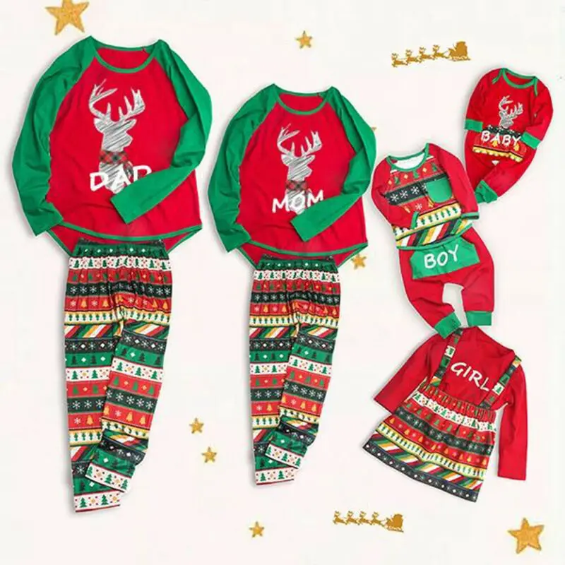 

Christmas Family Matching Pajamas Set Xmas Deer NightwearAdult Women Kids Sleepwear Christmas Pyjamas Parent-child Nightwear New