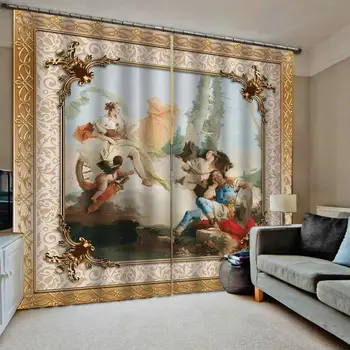

Europe curtains angel curtain 3D Curtain Luxury Blackout Window Curtain Living Room Blackout curtain