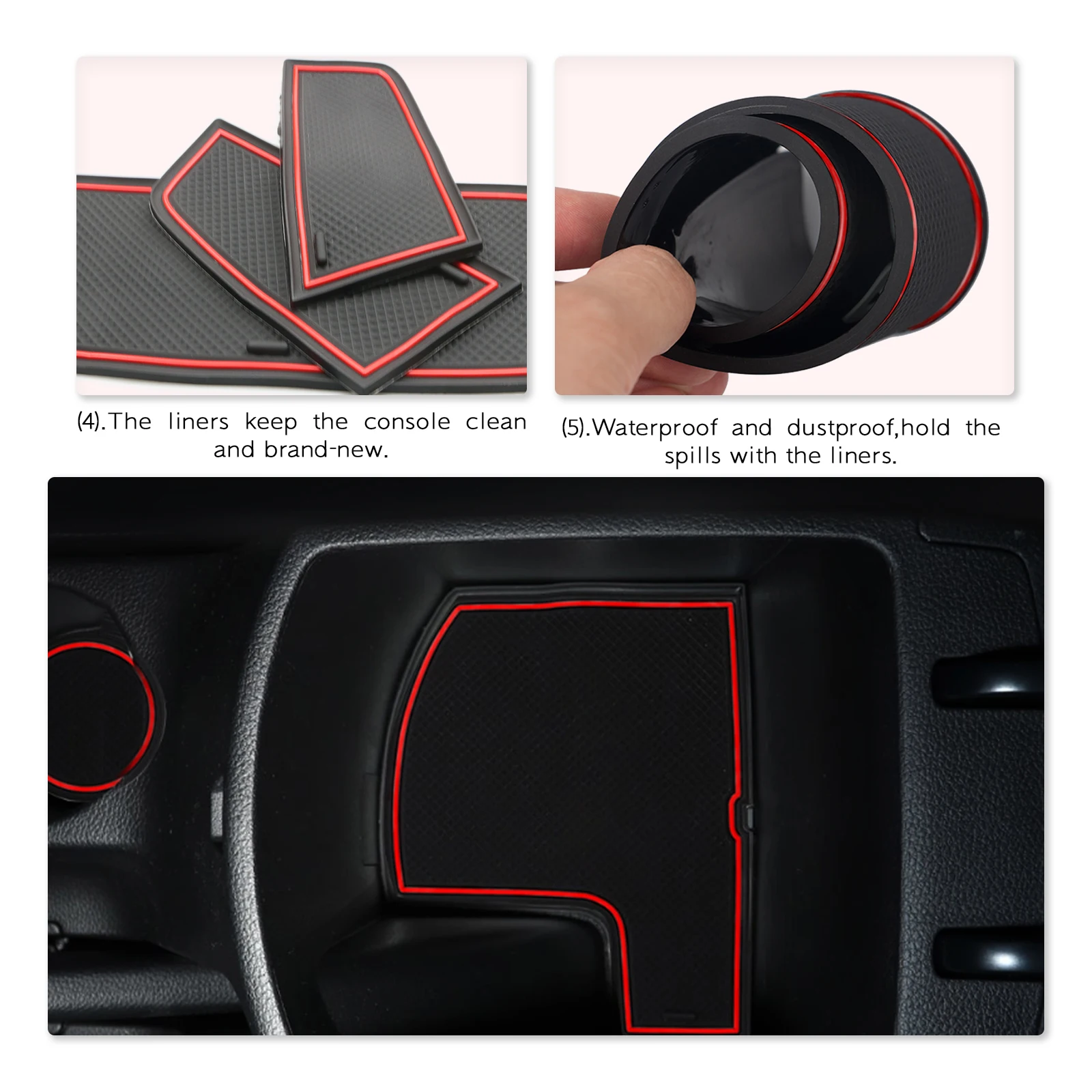Ruiya-tapete para Porta de Carro com Sulco para Seltos Celtos Antiderrapante Acessórios Automotivos Interior Vermelho Branco Preto 2022 - - Image 4