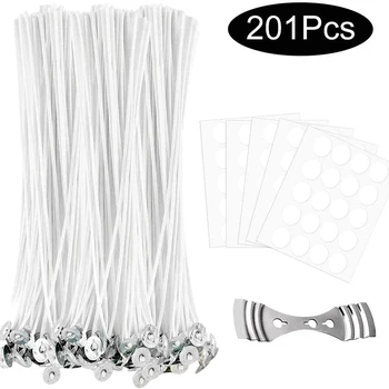 

201 Pcs Candle Making Kit Candle Wicks Soy Wax Flakes for Candle Making Supplies Candle Wick Centering Device Candle Making 21cm