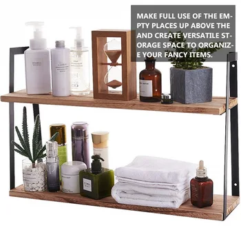 

Wall Hanging Wooden Board Iron Shelf Wall Mounted Storage Rack (Chocolate)