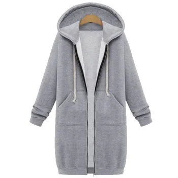 

Oversized 2020 Autumn Women Casual Long Hoodies Sweatshirt Coat Pockets Zip Up Outerwear Hooded Jacket Plus Size Tops
