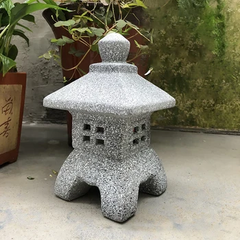 

Sculpture Home Ceramic Crafts Free Standing Japanese Style Garden Ornament Lantern Beacon Decorative Yard Candle Holder Patio