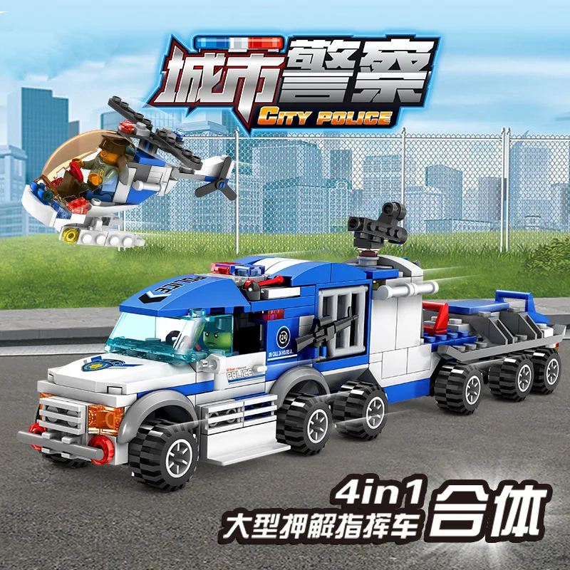 

KAZI New Style 67252 City Police Series Children enlighten abs Environmentally Friendly Plastic Building Blocks 4-in-1 Command C