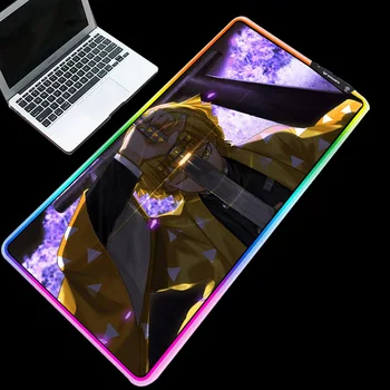 

ZSUXTC Highly recommended cool drawing sword boy pattern RGB mouse pad anime desk pad LED lighting high quality keyboard pad