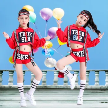 

Hip-hop Girl Hip Hop Clothing Damp Dew Navel Suit Children Sir Dance Modern Dance Show Performance Clothing