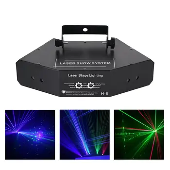 

RGB Effect Scanner Laser Projector Lights DMX Disco Home Party DJ Beam Moving Ray Stage Show System Lighting 6 Eyes 24 Patterns