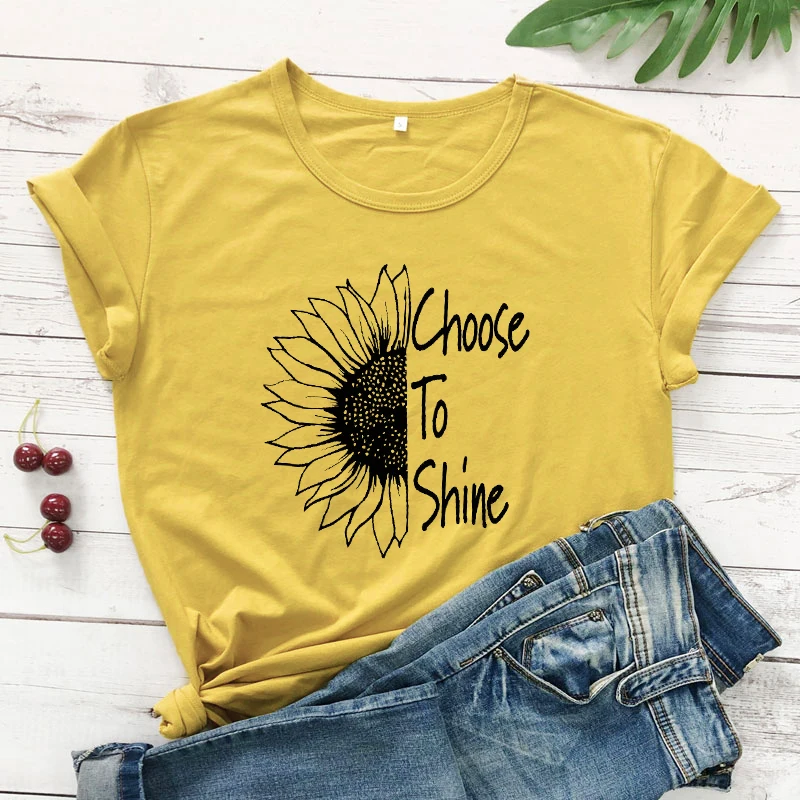Футболка с надписью Choose To Shine Женская рубашка в стиле гранж христианская блузка