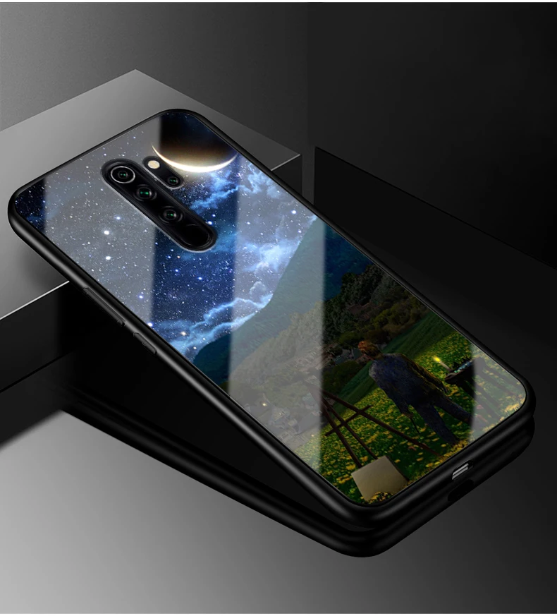 Для Xiaomi Redmi Note 8 чехол PC Пластиковый стеклянный чехол для телефона черный ТПУ бампер чехол для Xiaomi Redmi Note 8 Pro Чехол Redmi Note8