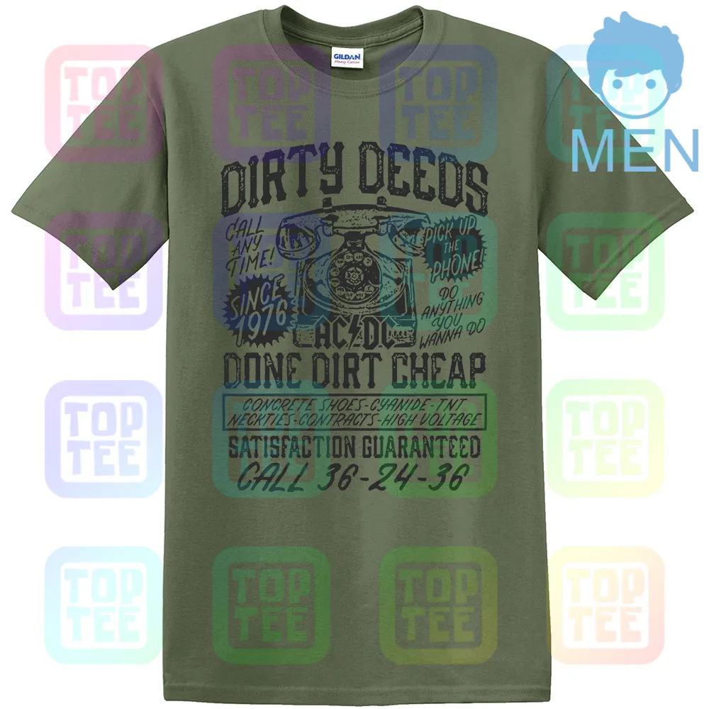 MEN-ARMY GREEN AC/DC Dirty deades Dirt дешево взрослая футболка тяжелый металл музыка - Цвет: MEN-ARMY GREEN