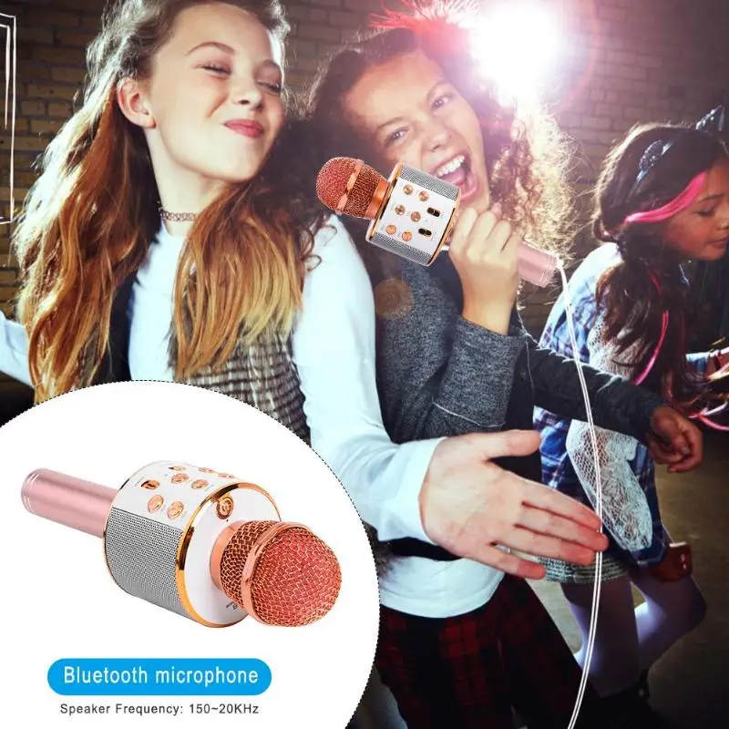 Микрофон для караоке портативный беспроводной микрофон и Bluetooth 4,1 динамик для дома KTV подключается к iOS Android и планшету