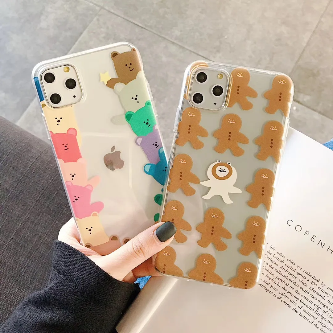 INS Корея милый карамельный цвет Счастливый медведь чехол для телефона iPhone Xs 11 pro MAX