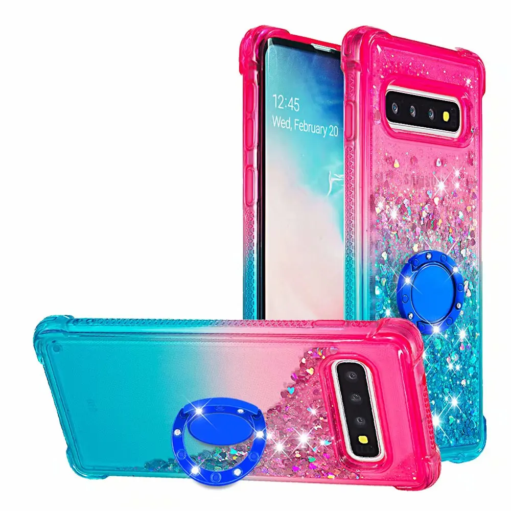 Противоударный чехол для samsung Galaxy S9 S8 S10 плюс Note9 S10lite Note8 на 360 ° с подставкой-держателем в виде кольца Galaxy Note 10 чехол - Цвет: ring green pink