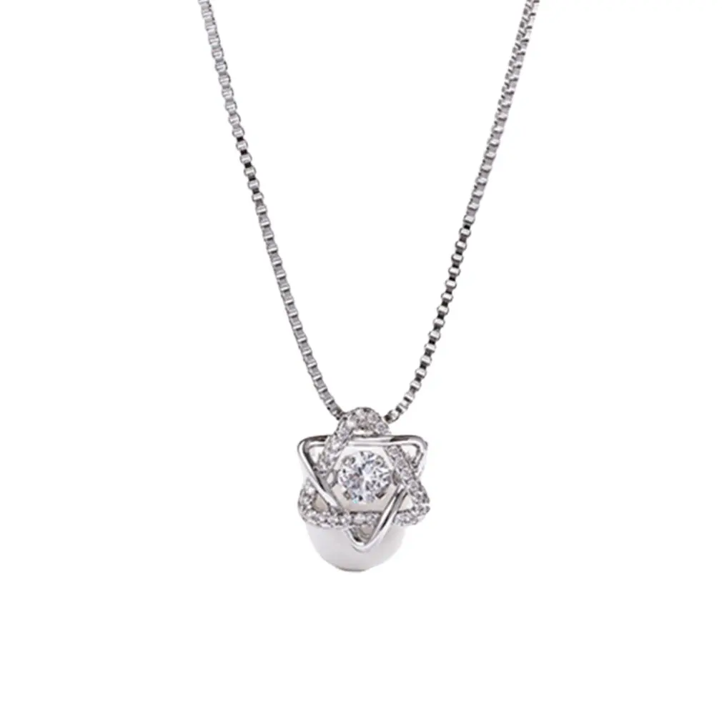 

Hexagonal Star Pendant Necklace Female Diamond Necklace Zircon Chain Pendant + Necklace Diamond Zircon Jewelry Gift