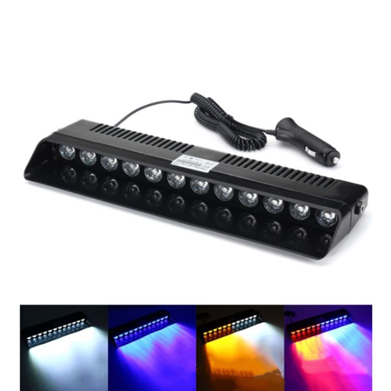 12LED красные, синие желтые огни для полицейской машины стробоскоп светильник на присоске на лобовое стекло для подачи аварийных сигналов, Предупреждение противотуманных фар автомобиля 32 см Предупреждение светильник