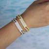 Silver Color Iced Out Bling Micro Pave White CZ Bar Charm Bracelet Curb Miami Cuban link Chain Bangle Hip Hop Women Men jewelry 6
