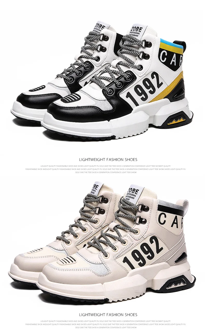 Осень стиль мужская кожаная обувь с высоким берцем для ног Шнурованные туфли на шнуровке воздухопроницаемая комфортная обувь спортивная женская обувь в Корейском стиле-st